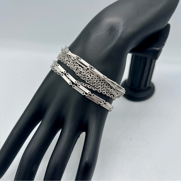 Vintage SARAH COVENTRY silver tone multi strand chain bracelet 7” - Picture 4 of 8